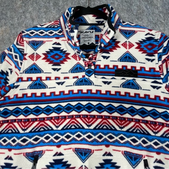 Kavu Cavanaugh Aztec 1/4 Snap Fleece Outdoor Activewear Cozy Walking Pullover L - Picture 4 of 14